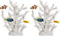 TOPZEA Artificial Coral Ornament, Resin Faux White Coral Reef Aquarium Decor Decorative Sea Stony Corals Realistic Underwater Aquatic Plant for Fish Tank Decoration, Bathroom, Living Room (Pack of 2)
