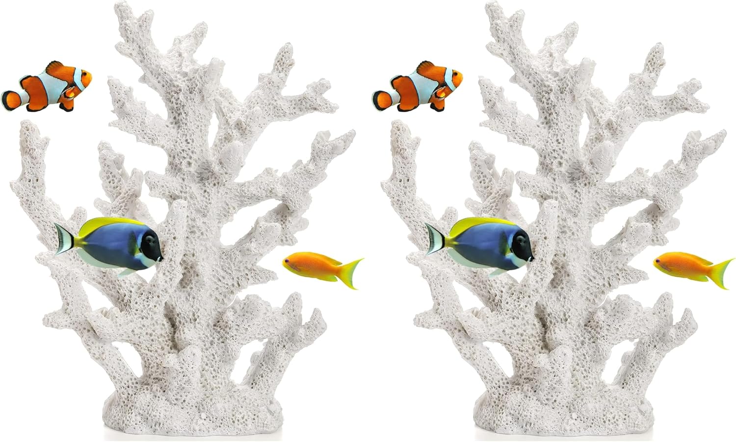 TOPZEA Artificial Coral Ornament, Resin Faux White Coral Reef Aquarium Decor Decorative Sea Stony Corals Realistic Underwater Aquatic Plant for Fish Tank Decoration, Bathroom, Living Room (Pack of 2)