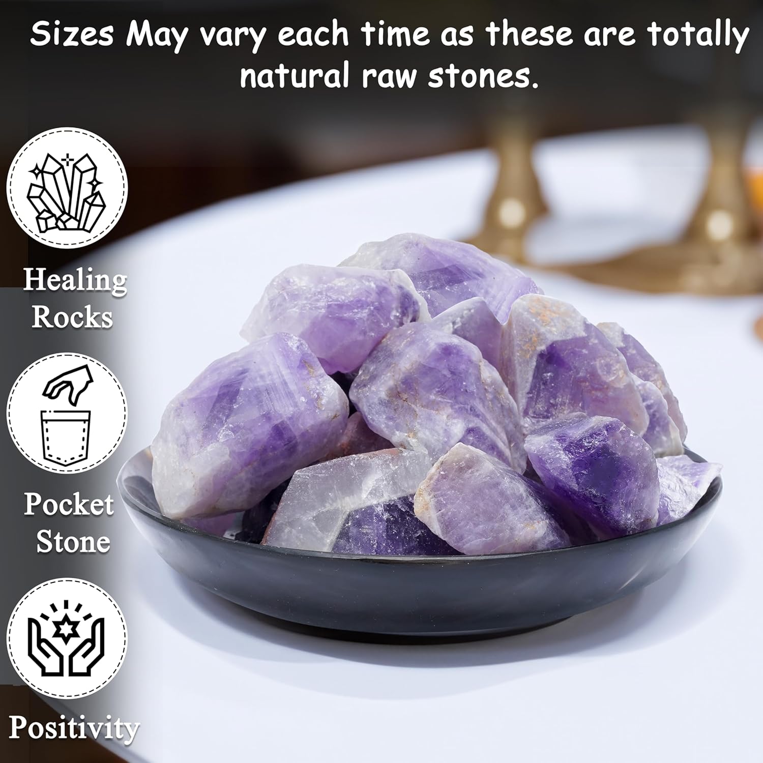 Crocon 1LB Amethyst Rough Bulk Natural Stone Raw stone Tumbling Cabbing Polishing Mining Chakra Balancing Reiki Healing Good Luck Home Office Decor