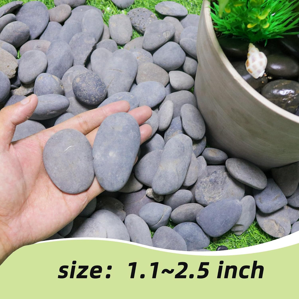 45LB River Rocks,Mexican Beach Pebbles for Plants,Potting,Garden Landscape Stone Paving Stone Grey 1Inch - 2Inch…