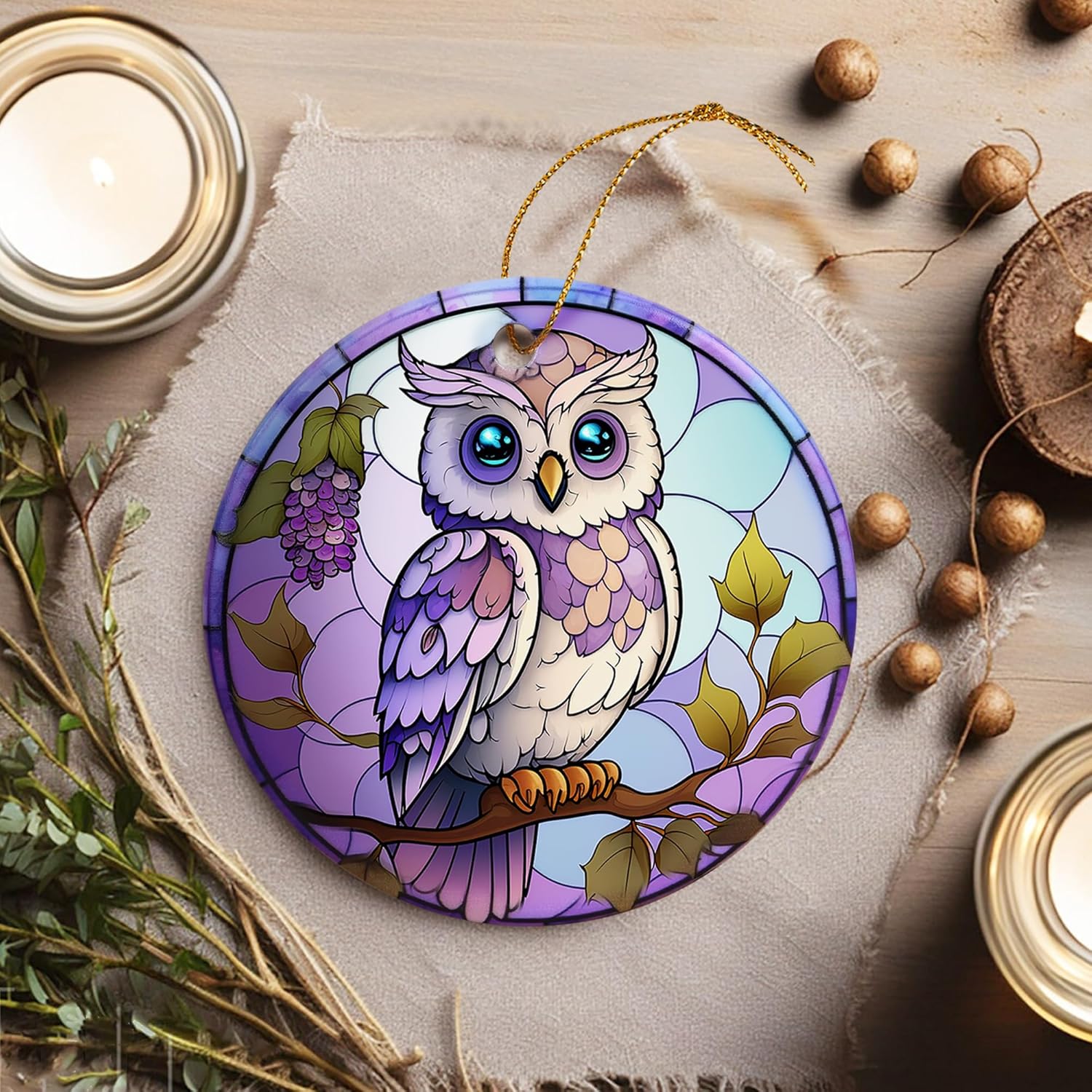 Touber Christmas Ornament, Owl Christmas Ornaments for Tree, Christmas Tree Decor, Holiday Ornament