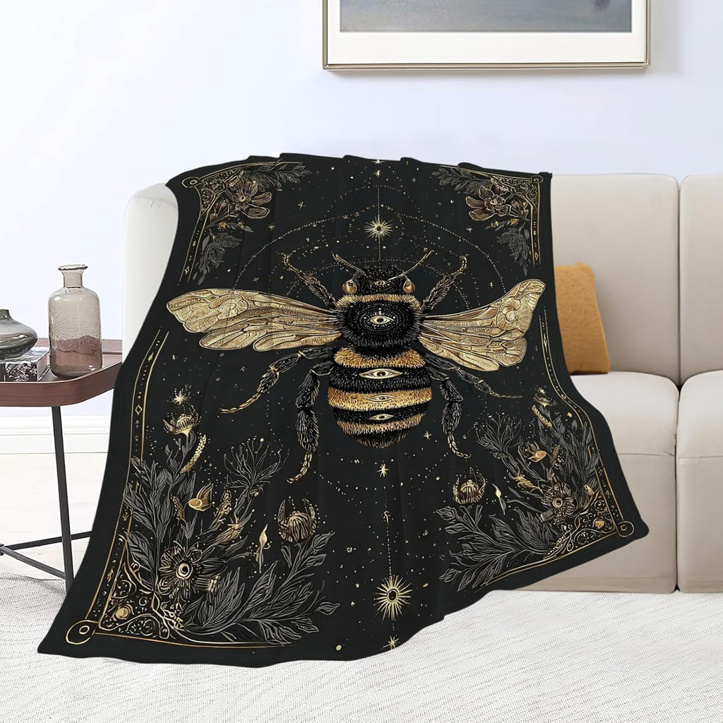 Bee Blanket Bumblebee Animal Throw Blankets Gifts for Girls Boys Kids Bee Lover Soft Cozy Fleece Plush for Couch Sofa Bed 60"x50"