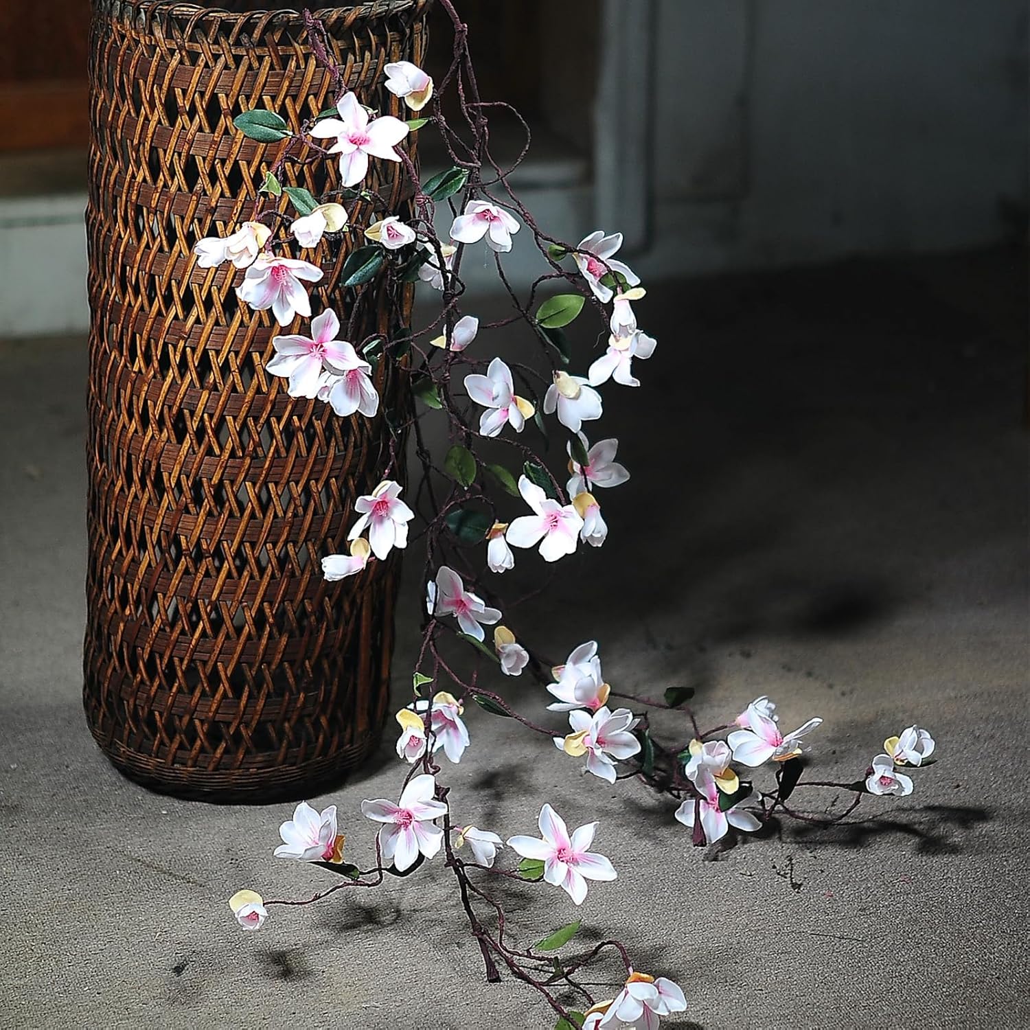 160cm/63inch Bendable Artificial Magnolia Flower Tree Branches Garland Orchid Door Hanging Floral Vines Wreath for Wedding Sign Arch Wall Backdrop Home Garden Mantel Decoration (Pink)