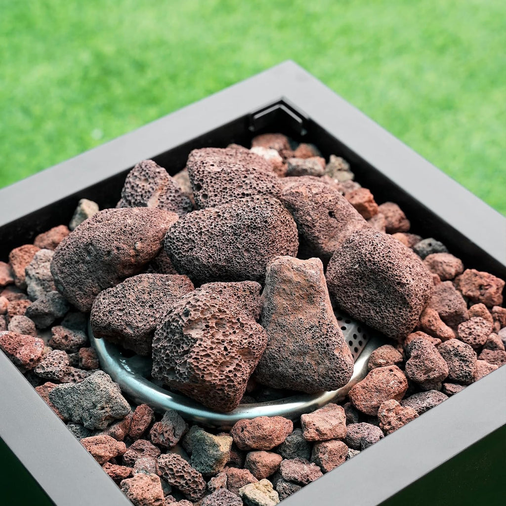 onlyfire Red Lava Rock 10 Pounds Volcanic Lava Stones for Indoor Outdoor Fire Pits Fireplaces Gas Logs and Landscaping, 2.75-5 Inch