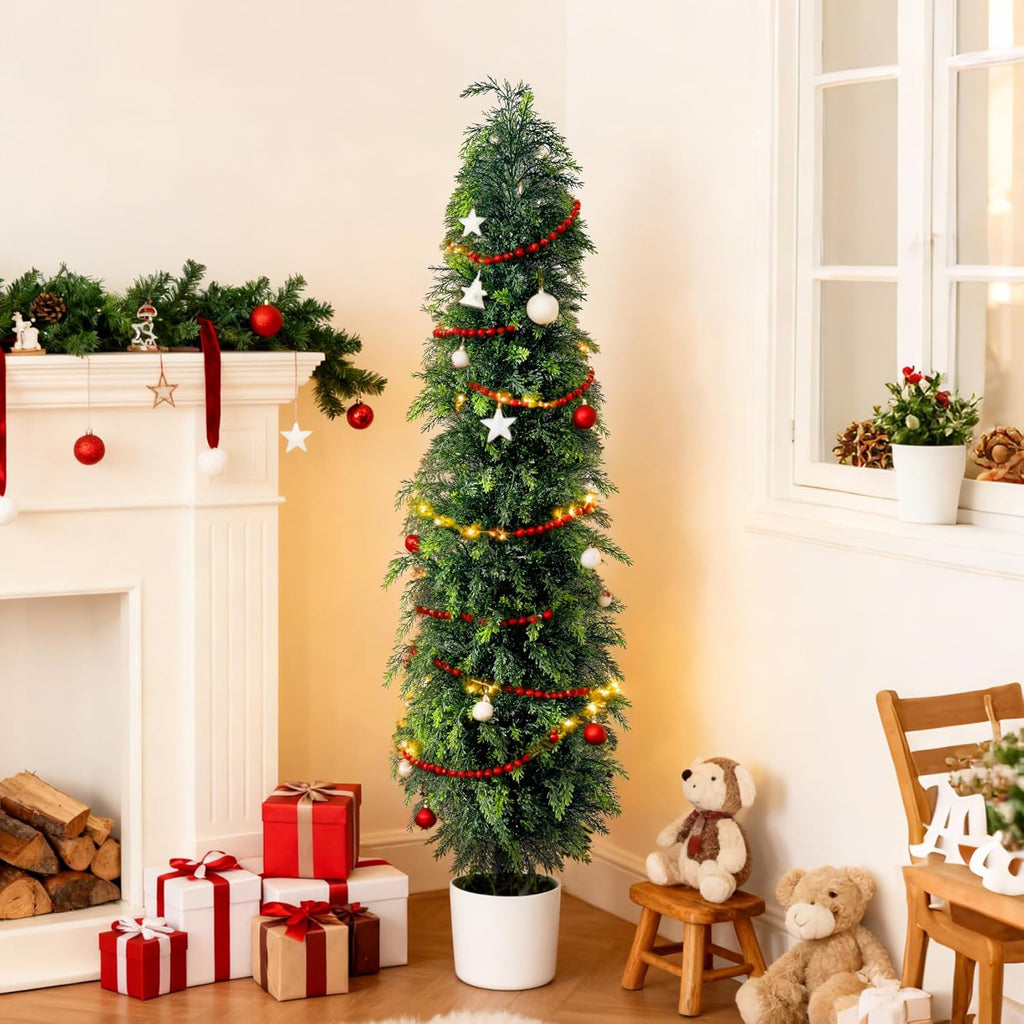 2PCS 5ft Artificial Norfolk Pine Tree Artificial Christmas Tree Premium Pine Xmas Tree Branch Tip Easy Setup, Artificial Pencil Realistic Pine Needles Realistic Holiday Party Decor