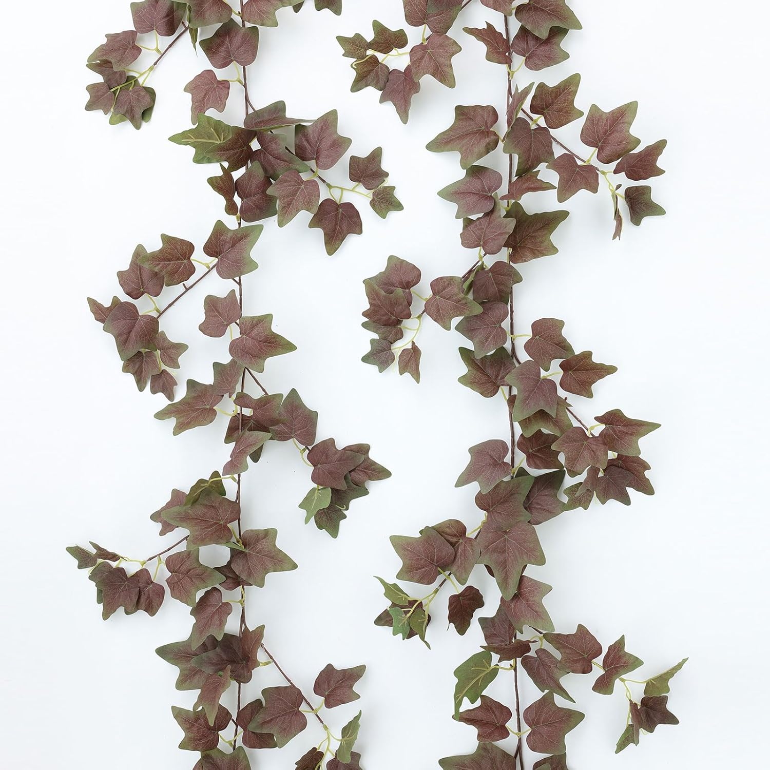 mizii 2 Strands Artificial Vines Ivy Garland 74" Fake Vine with Silk Green Leaves Faux Hanging Plants Greenery Decoration for Bedroom Home Wall Party Wedding Arch Apartment Room Decor (Purple Green)