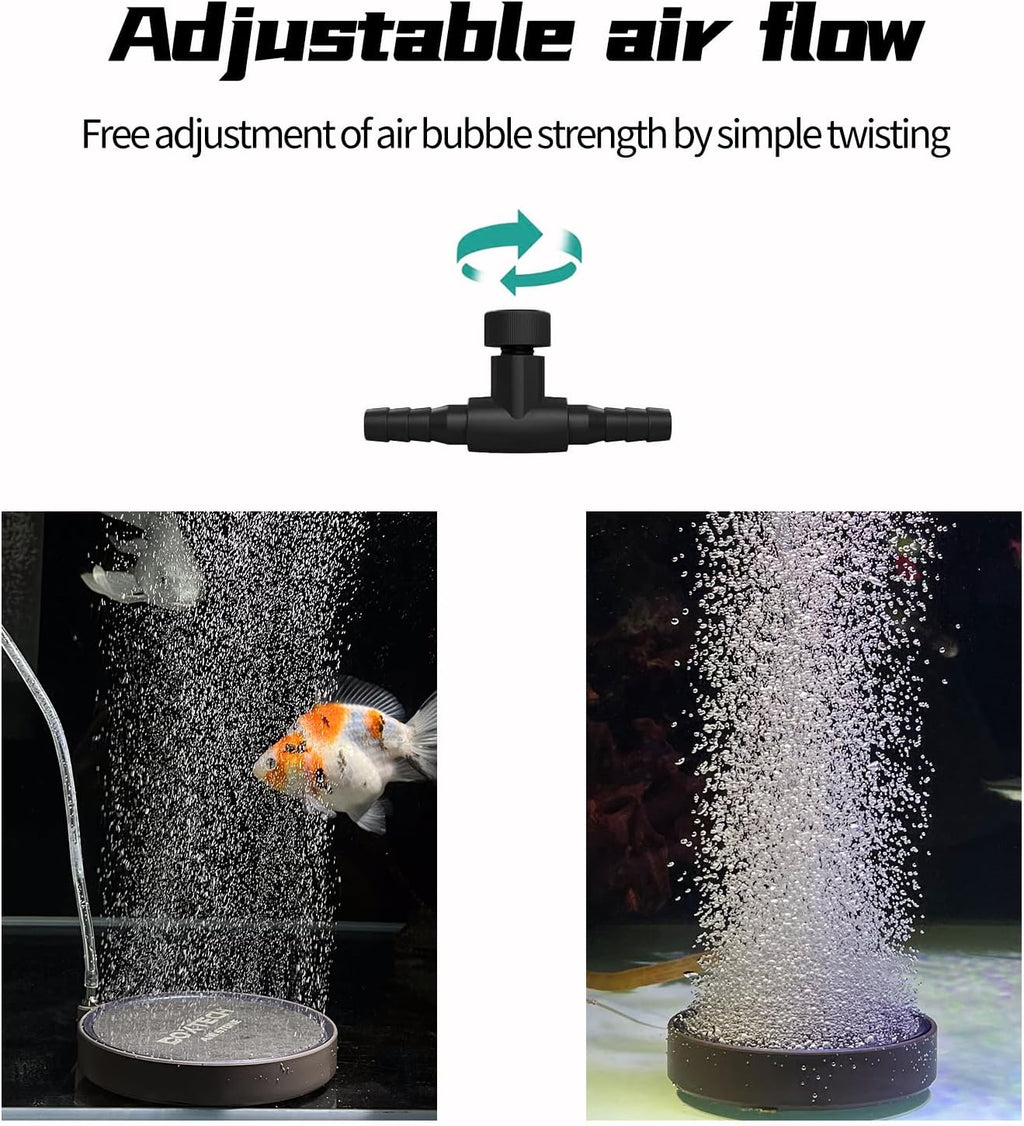UPETTOOLS Air Stone for Aquarium Fish Tank, 4 Inch Aquarium Bubbler Kit Quiet High Dissolved Oxygen Diffuser, Nano Oxygen Aerator Stone with Air Tube Control Valve for Tanks and Hydroponics