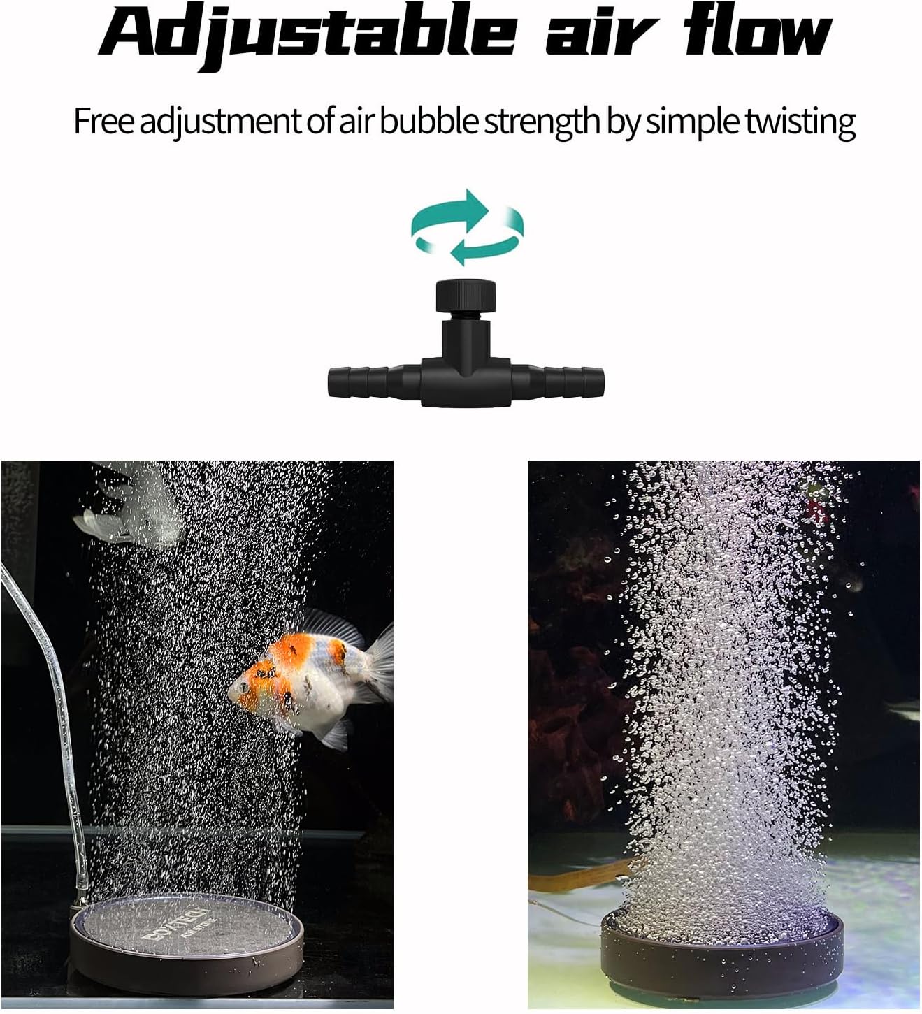 UPETTOOLS Air Stone for Aquarium Fish Tank, 4 Inch Aquarium Bubbler Kit Quiet High Dissolved Oxygen Diffuser, Nano Oxygen Aerator Stone with Air Tube Control Valve for Tanks and Hydroponics