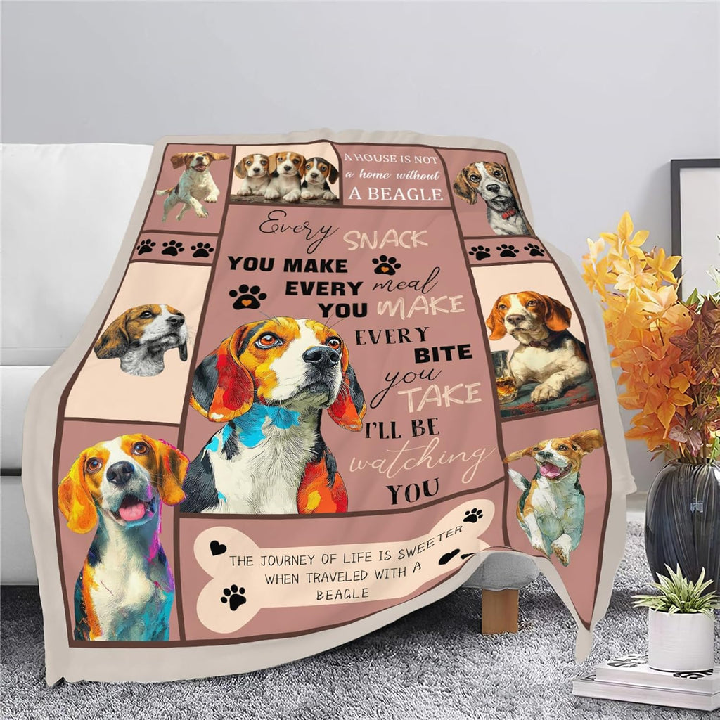 Beagle Throw Blanket Beagle Puppy Stuff Gifts for Dog Lover Kids Girls Boys Adults Women Men Soft Cozy Warm Plush Fluffy Fuzzy Fleece Blanket Decor 60''X80''