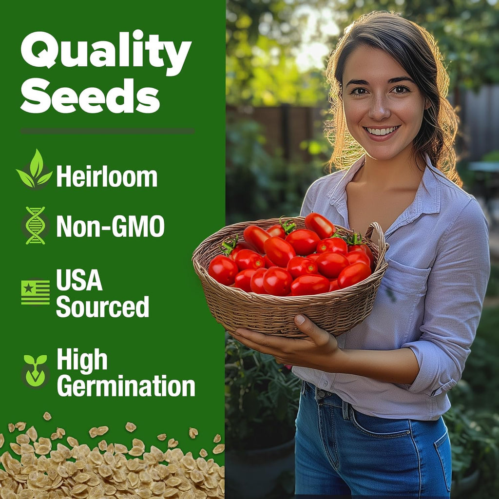 HOME GROWN San Marzano Tomato Seeds – 132 Heirloom, Seeds – High Germination Tomatoes for Indoor & Outdoor Growing – Classic Paste Variety for Gardeners & Home Use