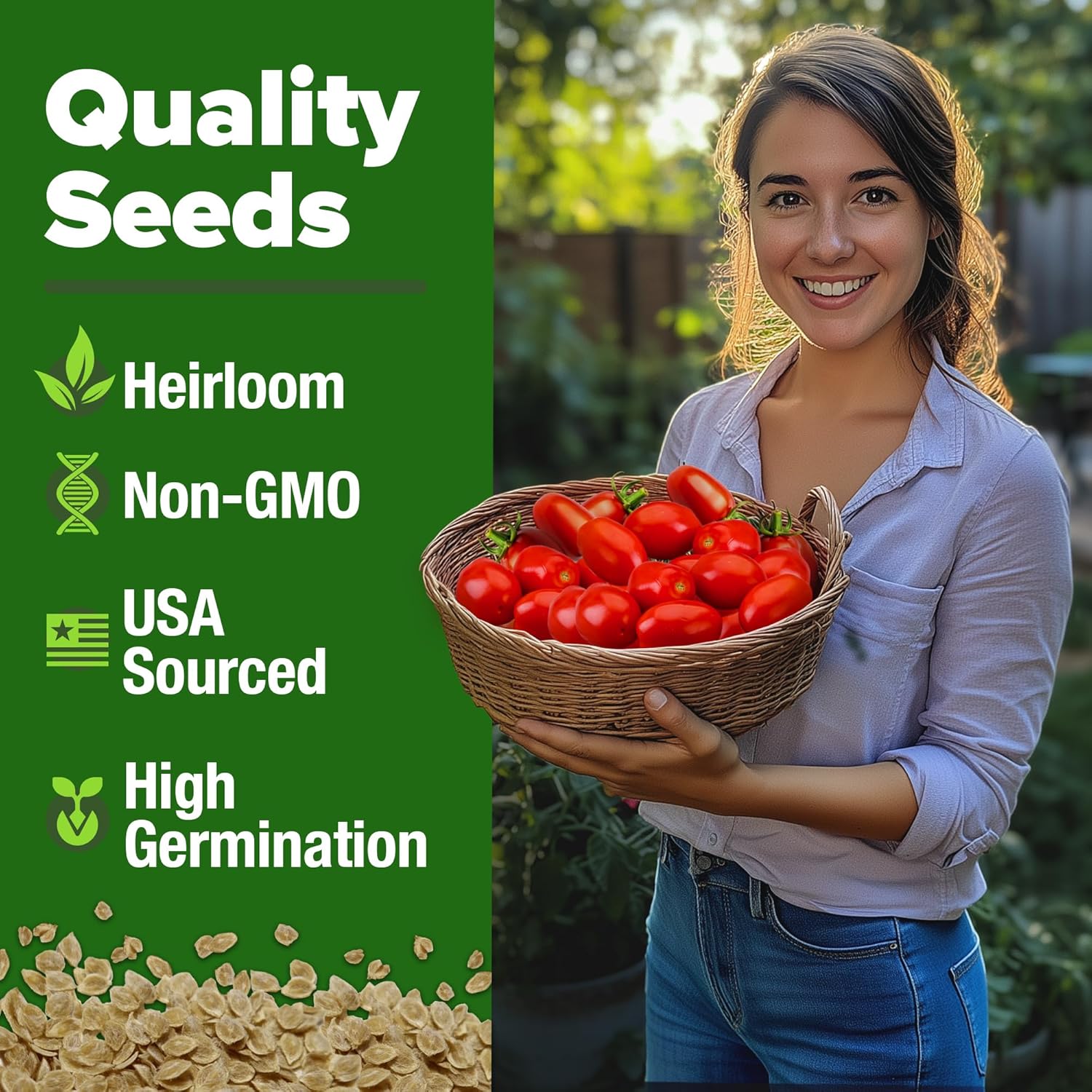 HOME GROWN San Marzano Tomato Seeds – 132 Heirloom, Seeds – High Germination Tomatoes for Indoor & Outdoor Growing – Classic Paste Variety for Gardeners & Home Use