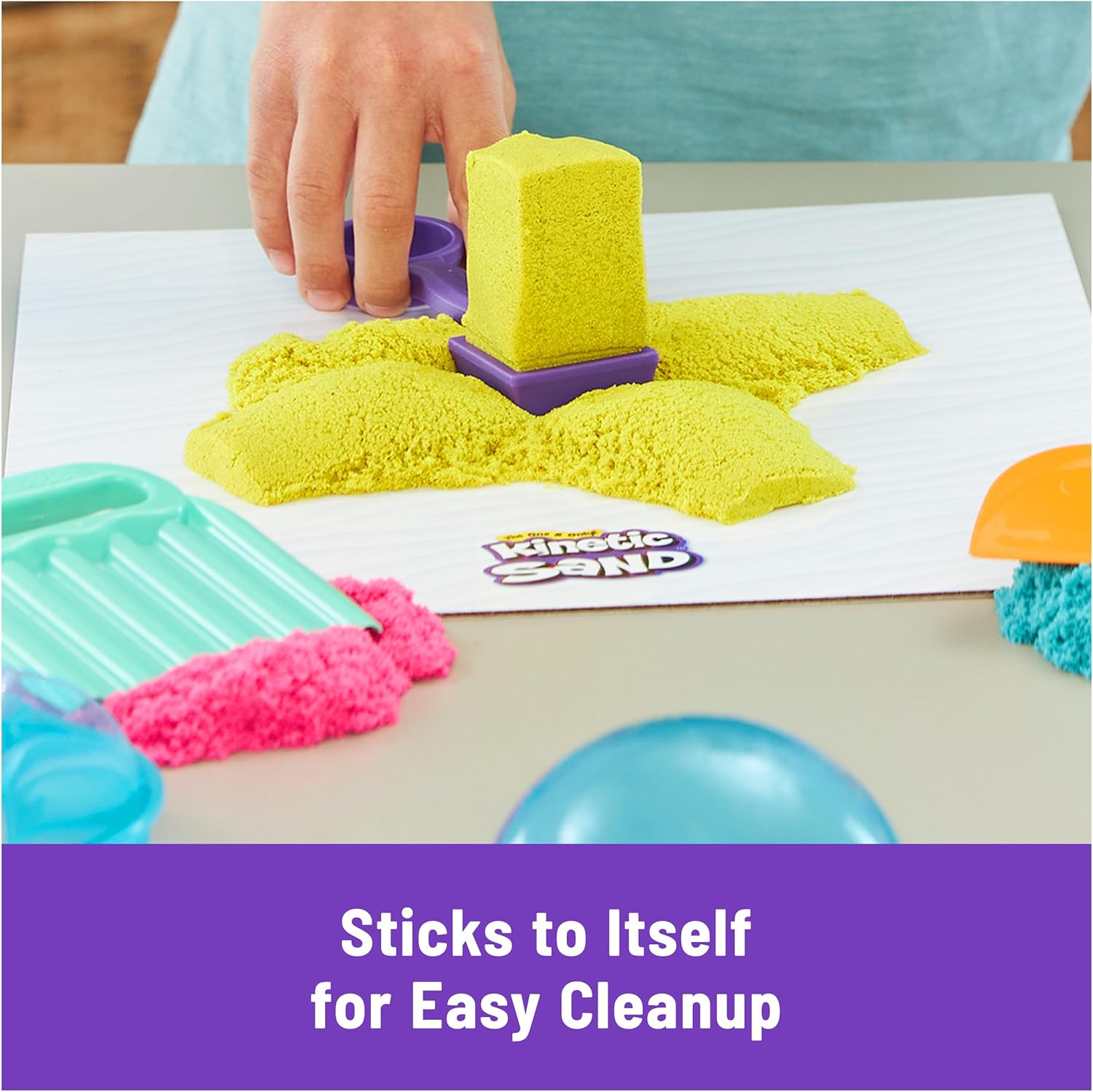 Kinetic Sand, Ultimate Sandisfying Set with 2lbs Play Sand (Pink, Yellow & Teal), 10 Tools & Molds, Sensory Toys, Holiday Gifts & Stocking Stuffers for Kids Ages 3 and up