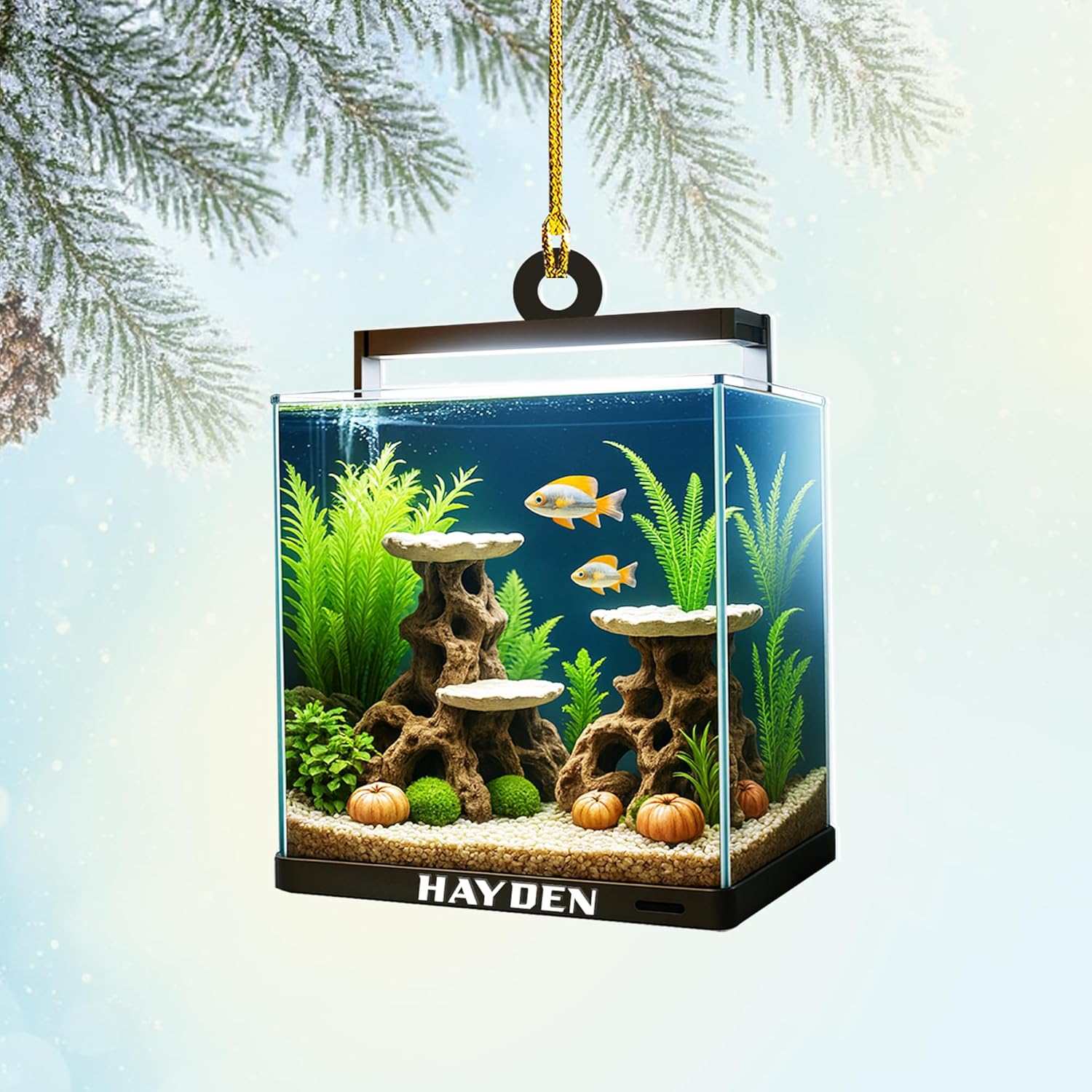 Personalized Aquarium Fish Tank Christmas Ornament 2025, Custom Name Clownfish Holiday Tree Decoration, Unique Keepsake Gift for Fish Lovers, Pet Owners, Kids, Aquarists (ON8)