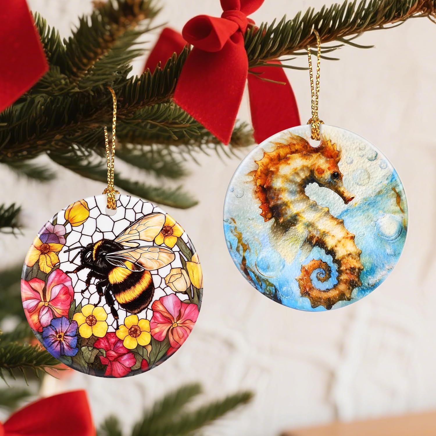 Christmas Ornaments, Seahorse Ornament, Christmas Tree Ornaments, Xmas Decorations, Holiday Decorations, Gifts for Seahorse Lovers, Holiday Party Gifts, and Xmas Gift Ideas
