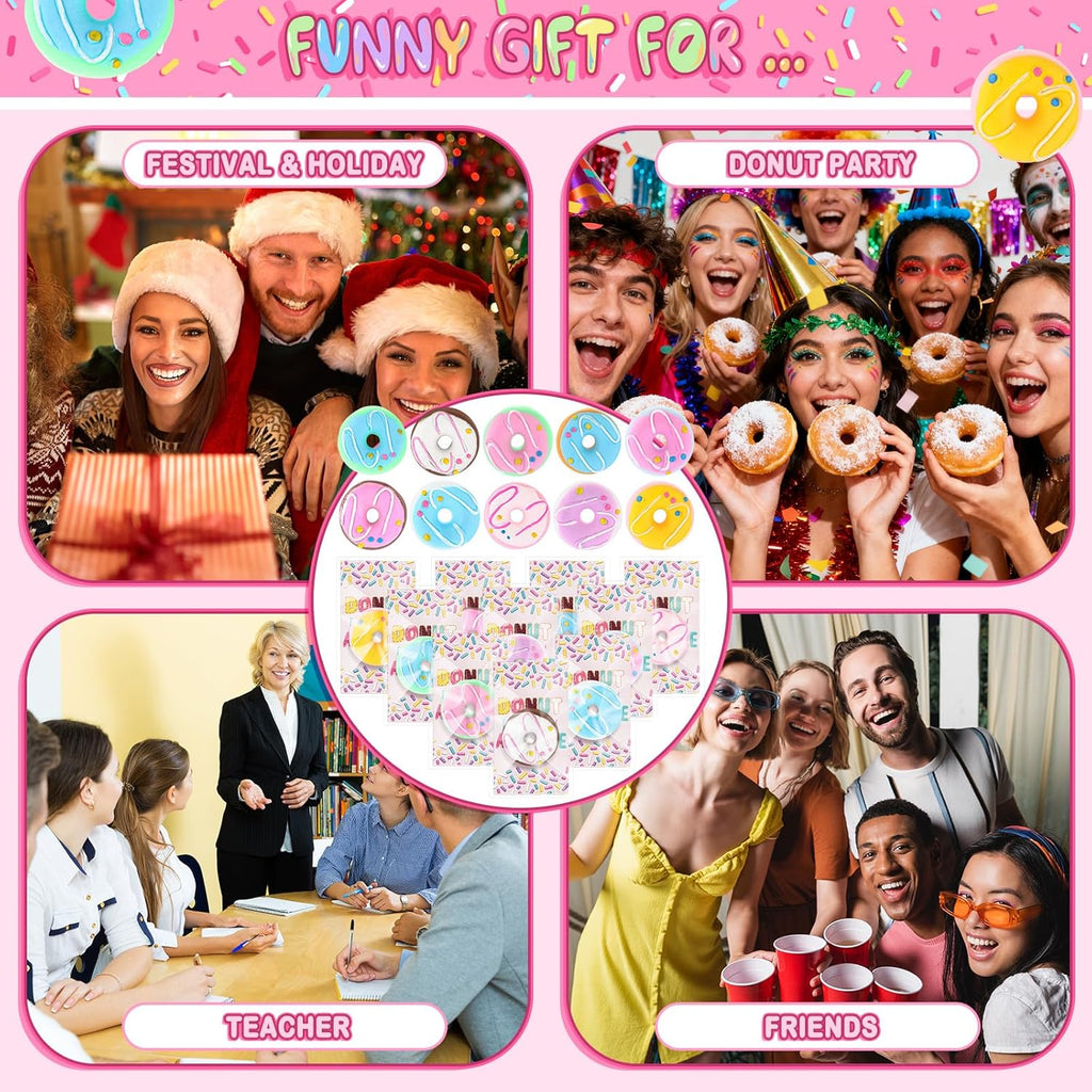 Wettarn 20 Sets Emotional Luminous Donut Stress Ball Gifts Bulk Office Christmas Appreciation Gift Cute Donut Squeeze Mini Stress Relief Ball Inspirational Card for Coworker Employee Nurse Staff