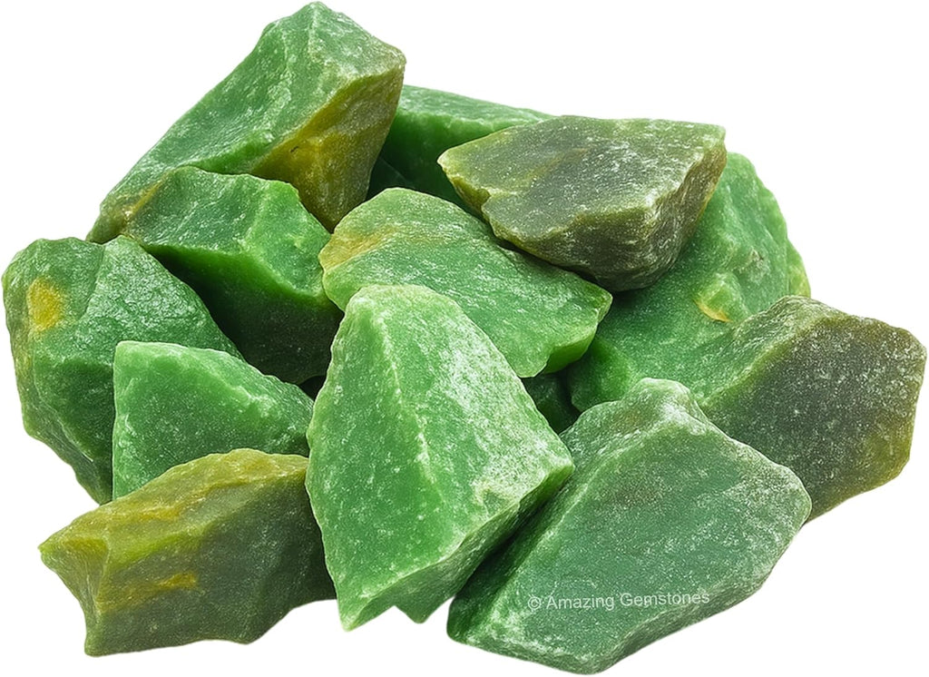 Amazing Gemstone Green Aventurine Raw Crystals and Healing Stones, Natural Rocks for Tumbling - DIY Raw Stones and Crystals, 2 Pieces