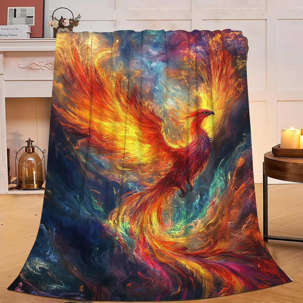 Phoenix Blanket Phoenix Bird Throw Blanket Bird Gifts for Women Girls Men Boys Kids Adults Super Soft Cozy Plush Fluffy Fuzzy Fleece Blanket Decor 50''X60''