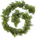 6FT Christmas Garland – Artificial Greenery Olive Garland with White Berries, Pinecones & 20 Warm LED Timer Lights – Holiday Garland for Home, Wedding, Party Decorations