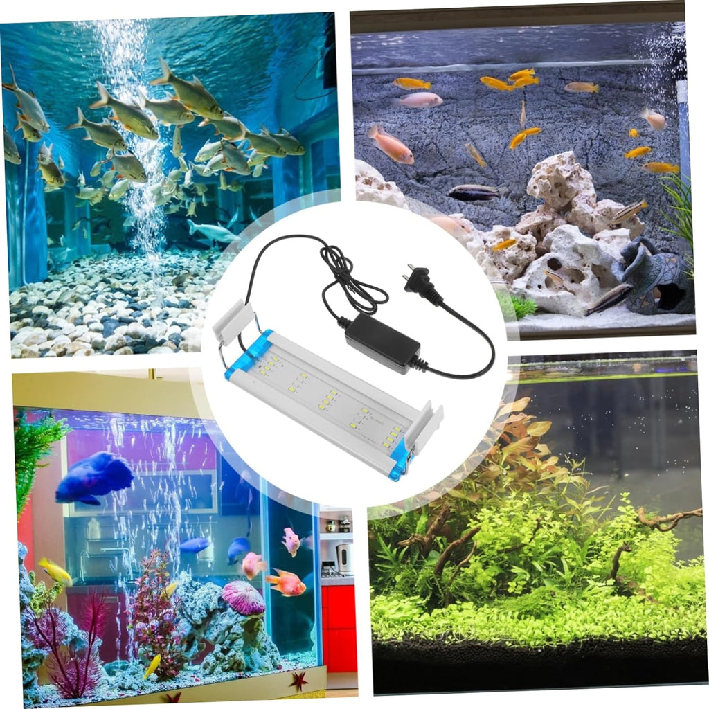 GANAZONO High Transparency LED Aquarium Light Blue White Fish Tank Lamp with Adjustable Bracket US Plug Energy-Saving and Freshwater Lighting for Aquatic Plants and Fish