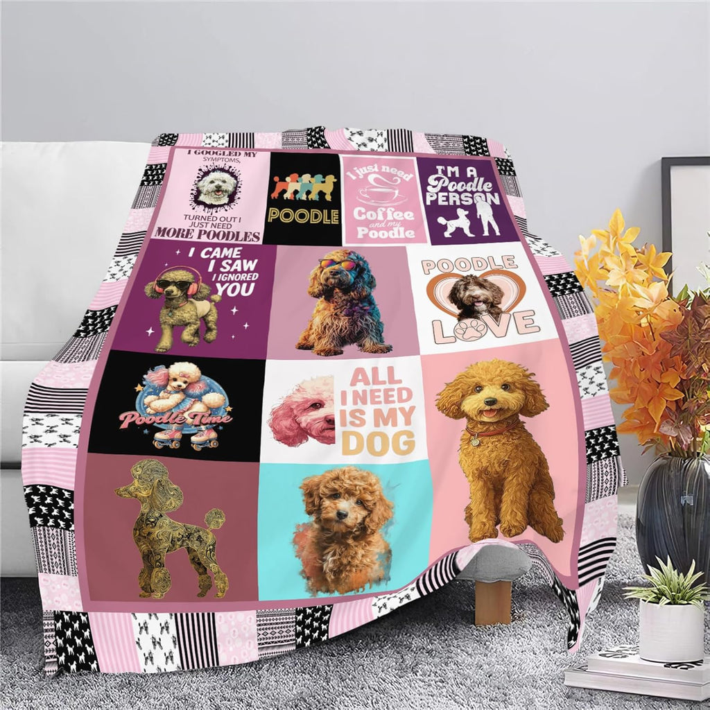 Poodle Throw Blanket Poodle Puppy Stuff Gifts for Dog Lover Kids Girls Boys Adults Women Men Soft Cozy Warm Plush Fluffy Fuzzy Fleece Blanket Decor 60''X80''