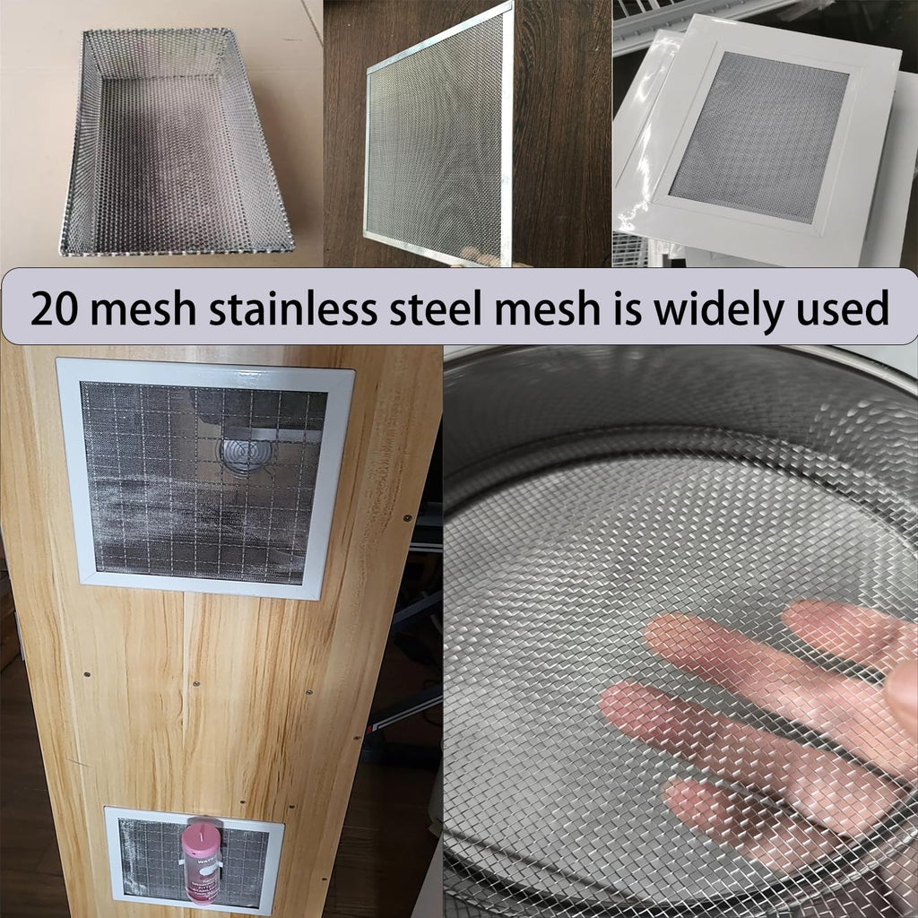 304 Stainless Steel Mesh Screen 20 Mesh Woven Wire Screen for Window Screen,Filter Mesh, Air Vent, DIY Projects, Cage, Garden, Roof Project 5.7"x47.2"(40x120cm)