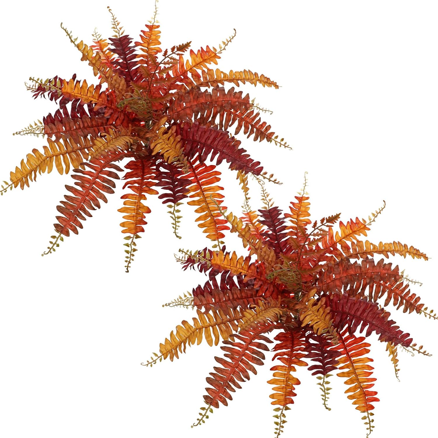 Fall Ferns Artificial Plants 2 Pack Faux Ferns for Outdoor Planter Fake Fall Leaves Stems Artificial Fern Bouquet 2Pack Autumn Shrubs for Table Centerpiece Porch Vase Home Garden Thanksgiving Decor