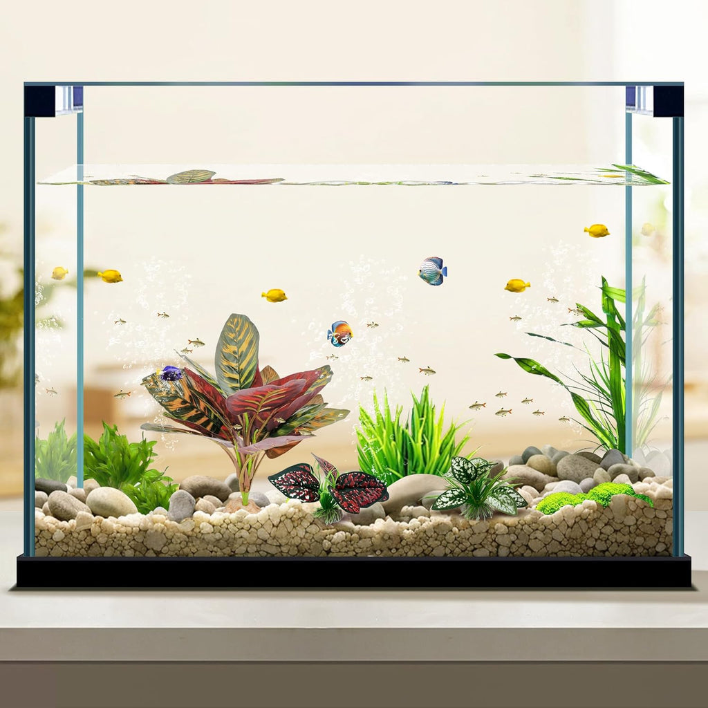 Reptile Artificial Plants, Terrarium Plants Decorations Supplies, Aquarium Fish Tank Plant, Amphibian Habitat Hideout Tank Accessories(L Set-3pcs/D)