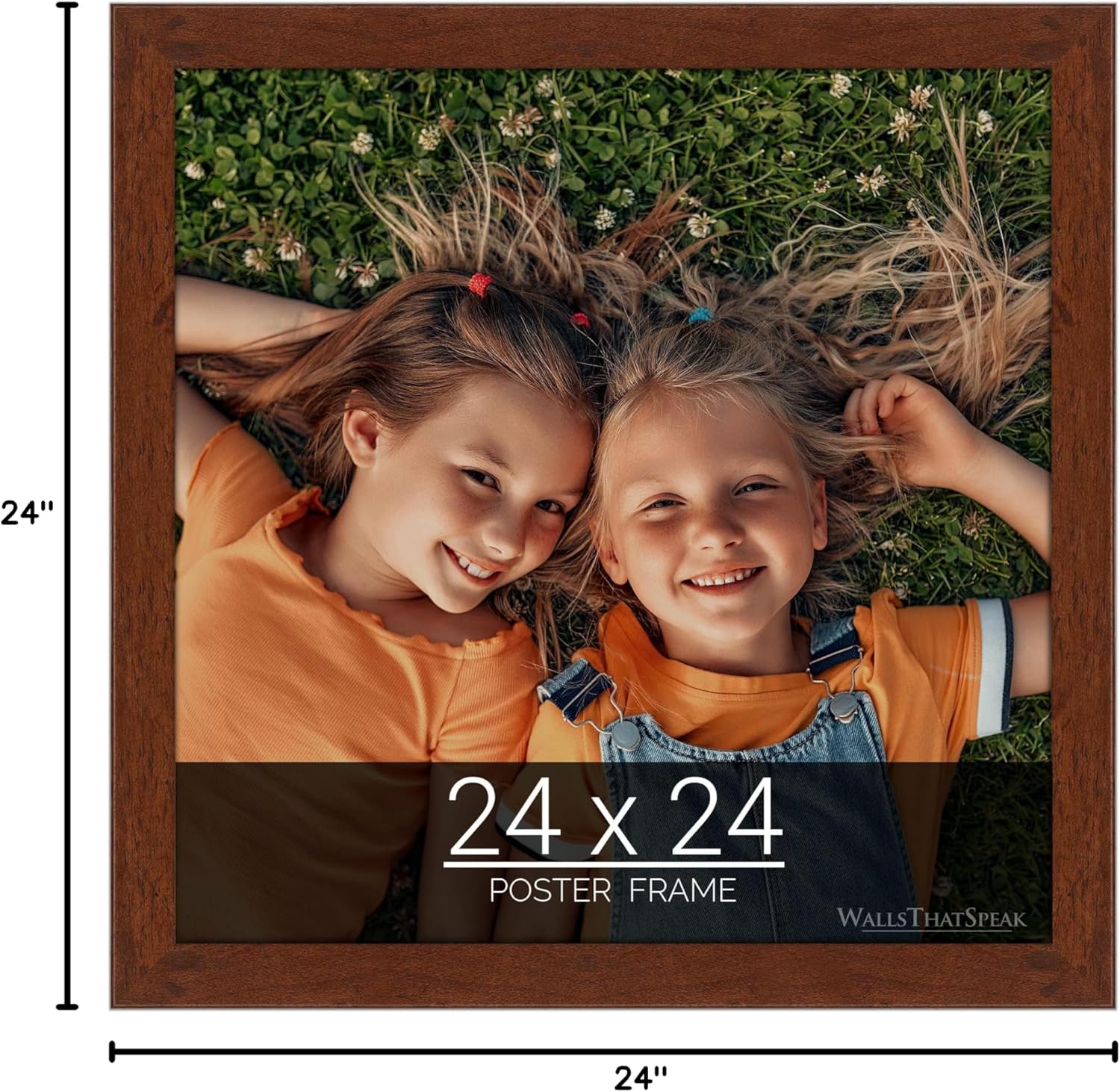 wallsthatspeak 24x24 Dark Walnut Rustic Pine Picture Frame for Puzzles Posters Photos or Artwork