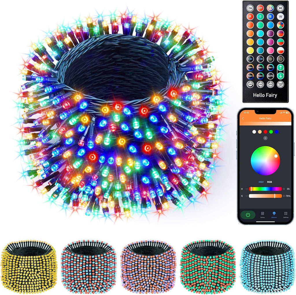 Minetom Color Changing Christmas Lights Outdoor, 265Ft 800 LED Smart RGB String Lights App Controlled, Dimmable Timer Twinkle Christmas Tree Light, Xmas Tree Light Plug in for Xmas Tree Party Decor
