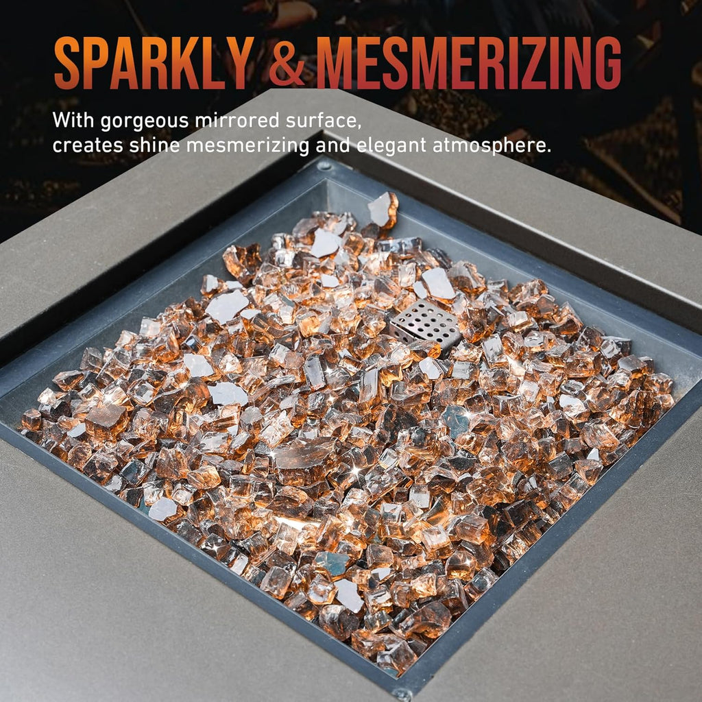 Skyflame High Luster 10-Pound Regular Fire Glass for Fire Pit Fireplace Garden Landscaping Copper 1/2" Size