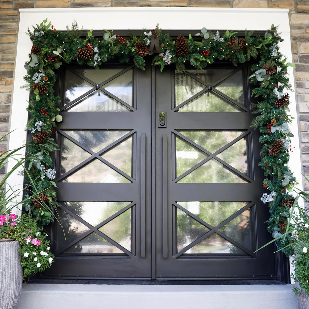VILLAGE LIGHTING COMPANY [Front Door Garland Hanger] - Adjustable to Different Door Widths | Heavy-Duty Cast Iron | Decorative Christmas Decor | No Nails, Screws, or Damage
