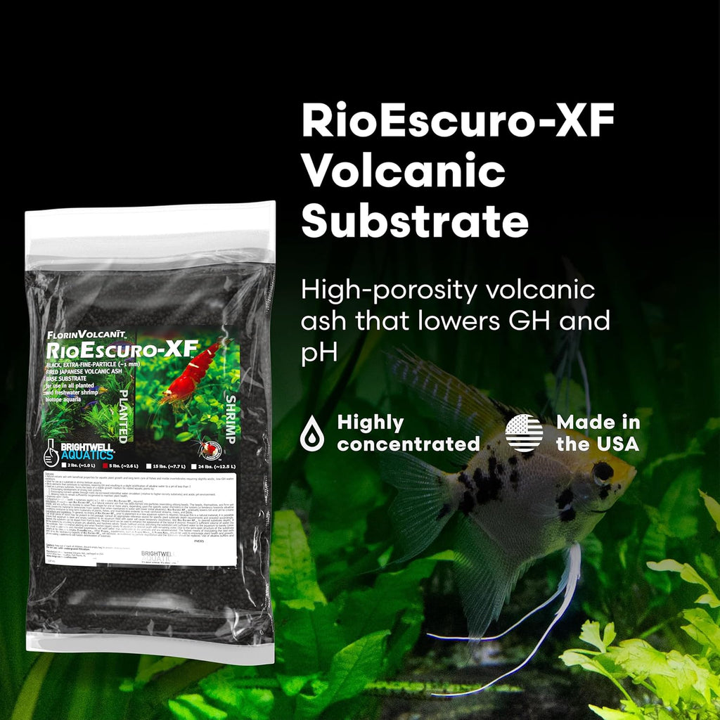 Brightwell Aquatics FlorinVolcanīt Rio Escuro-XF – Volcanic Substrate for Planted Aquariums & Shrimp Tanks – Lowers GH & pH – Supports Root Growth, 2lbs