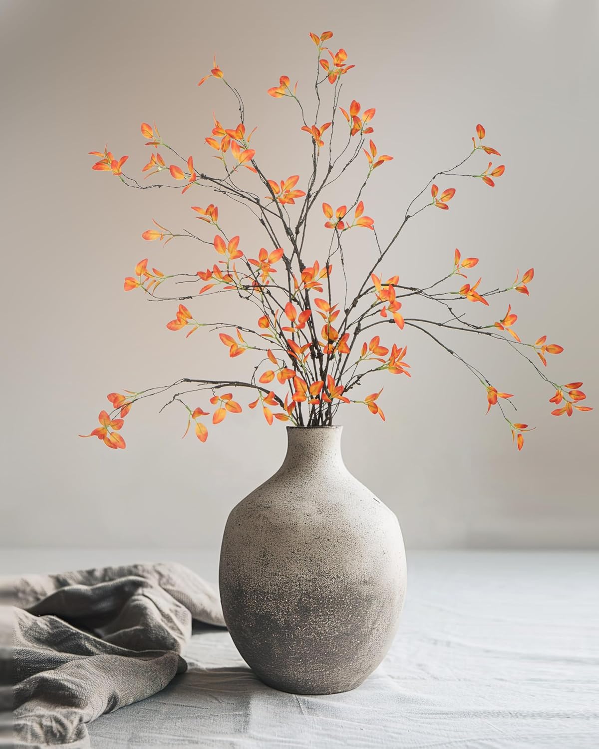 DuHouse 34" 5Pcs Artificial Ficus Branches Artificial Fall Greenery Stems Branches for Vase Filler Home Decor Table Centerpieces Garden Decoration(Orange)