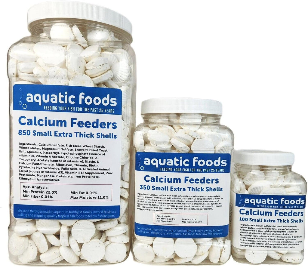 Aquatic Foods Inc. Calcium Enriched Food Shells, Small Extra Thick Shells for Shrimp, Snails, Crabs, Crayfish, Hermit Crabs Plecos, Catfish, Bottom Fish, All Tropical Fish.…100 Count Jar