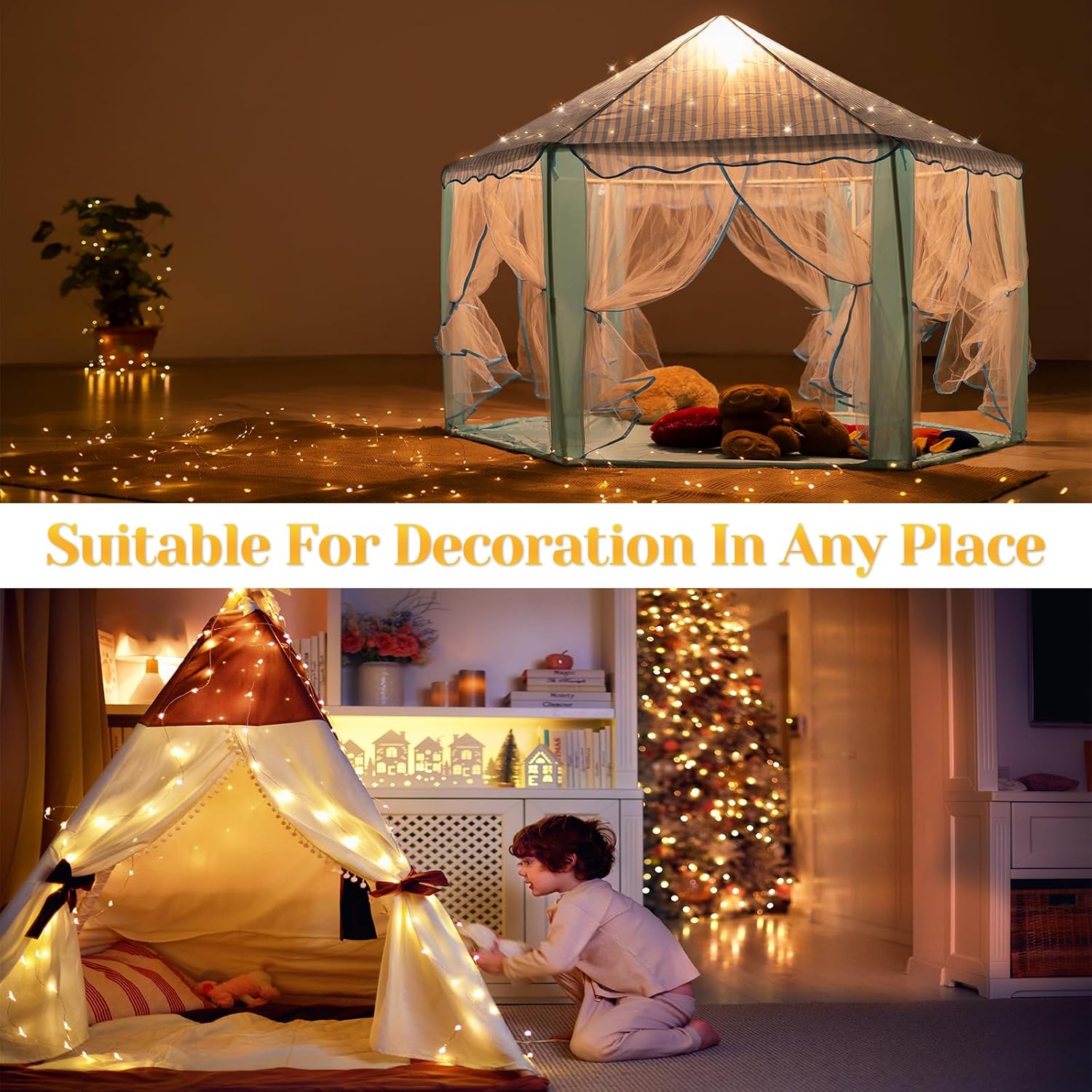 200 LED 67Ft Fairy Lights Battery Operated with Remote，Waterproof String Lights for Indoor & Outdoor,8 Modes Christmas Lights for Christmas Tree,Bedroom, Party,Wedding Decor