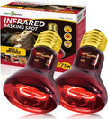 REPTI ZOO 75W Reptile Heat Lamp Bulb 2PCS Infrared Heat Emitter Red Heat Lamp for Reptile Amphibian, Infrared Basking Spot Light Bulb