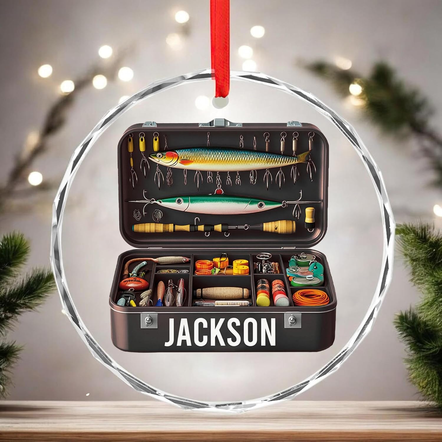 Custom Fishing Tackle Box Ornament, Fisherman 2D Ornament, Dad Fishing Christmas Ornaments, Custom Ornaments for Him, Personalized Gifts for Him, Christmas Hanging Decor 02