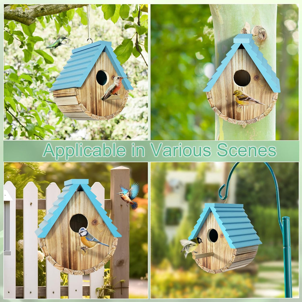 Bird House, Auslar Wooden Bird Houses for Outside, Birdhouse for Outdoors, Hanging Bluebird House for Cardinals Finch Wren Swallow for Garden Viewing