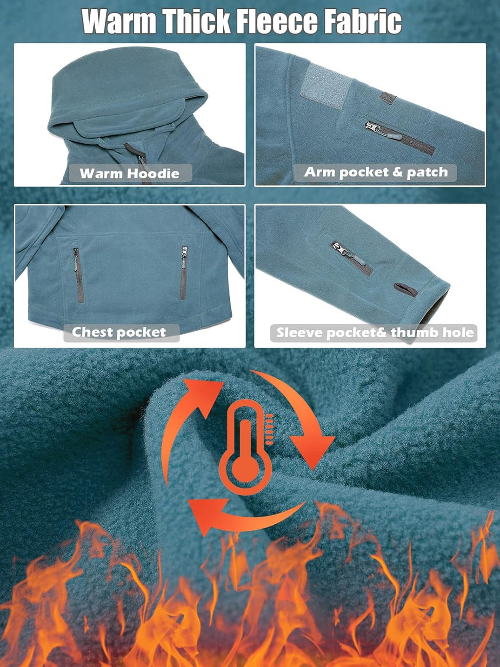 ReFire Gear Men's Warm Military Tactical Sport Fleece Hoodie Jacket