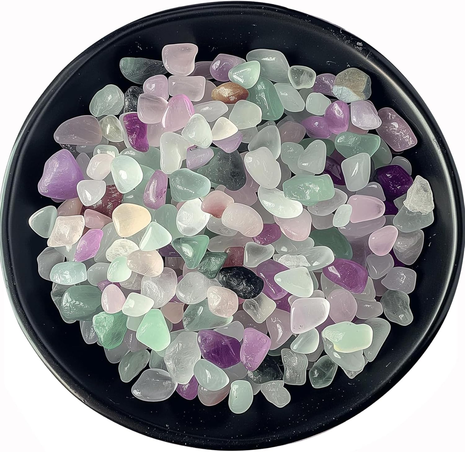 Polished Fluorite Crystal Chips 200 Pcs - 0.3" 10 oz Tumbled Stone Chips Crushed Sea Glass Stones Healing Reiki Crystal Jewelry Making Home Decoration