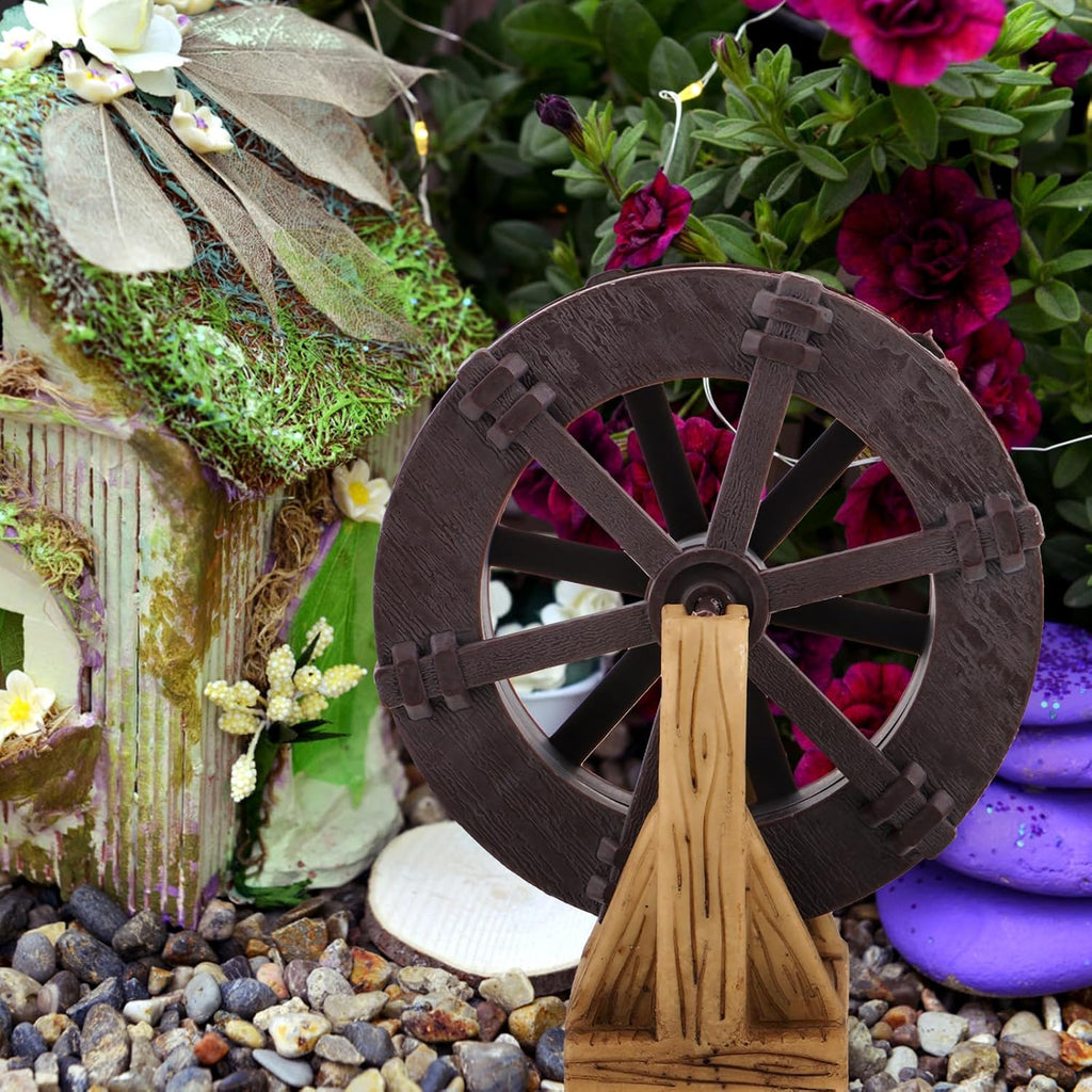 LOGOFUN Fish Tank Water Wheel Decorations Waterfall Fountain Wheel with Bracket Water Fountain Scene Layout Ornament for Aquarium Decorations