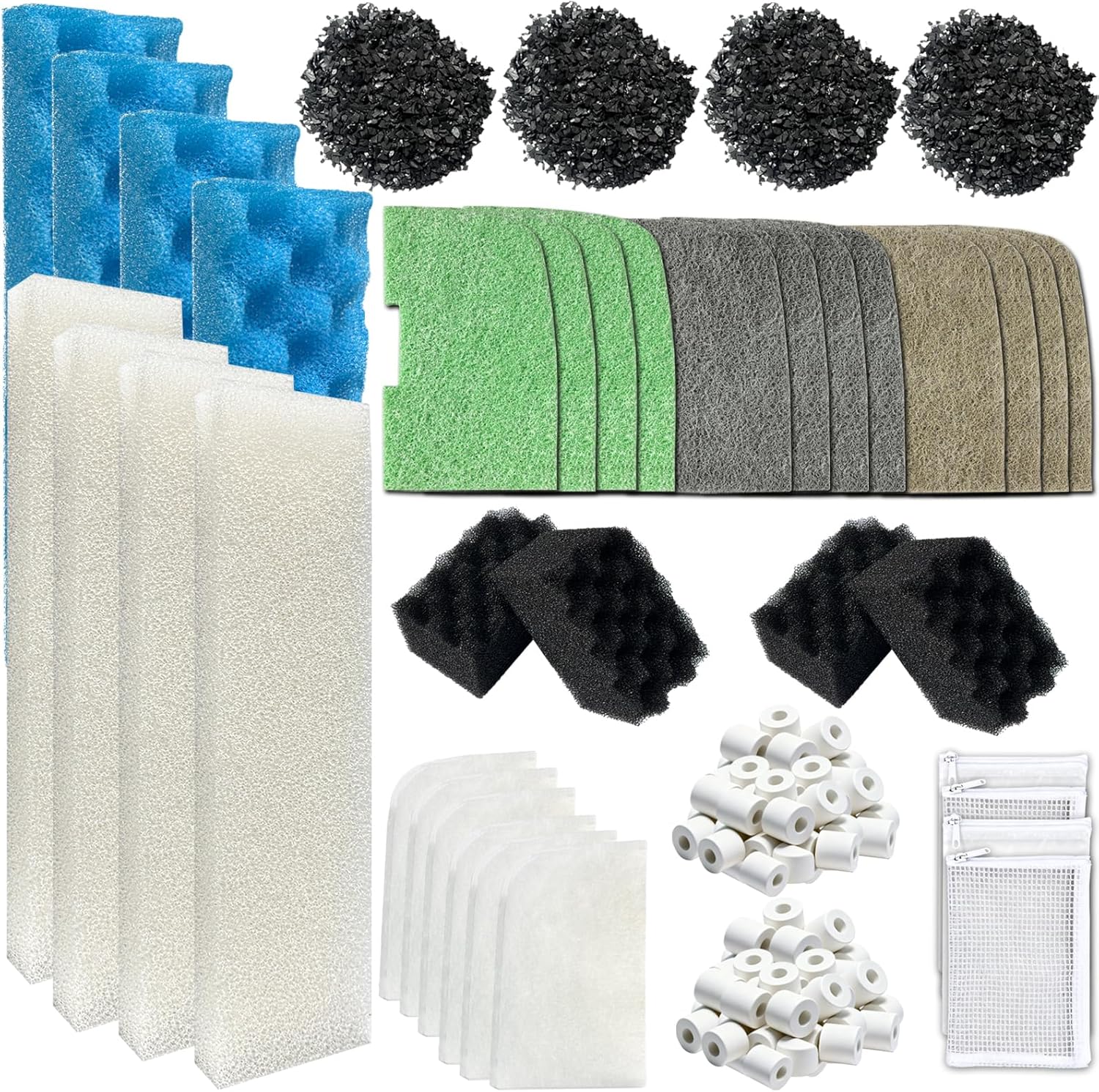46-Pack Filter Media Kit Replacement for Fluval 406/407 Canister Cilter, Includes Nitrite, Phosphate & Ammonia Absorbing Pads