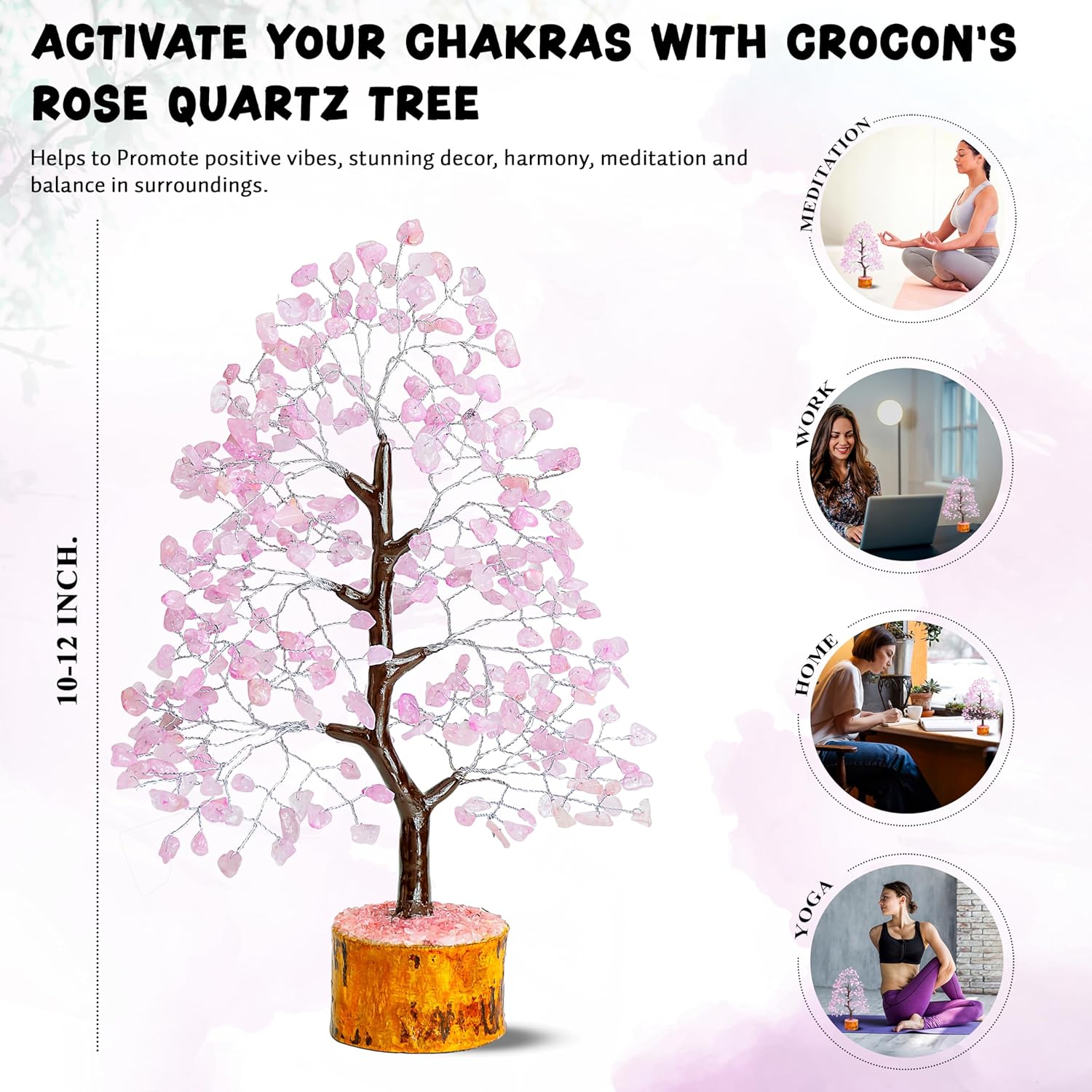 Rose Quartz Crystal Tree Home Decor and Pink Room Decor, Healing crystals Chakra Tree of Life Birthday Gifts for Women Mom Her Sister House warming Gifts New Home Spiritual Presents womens Gift