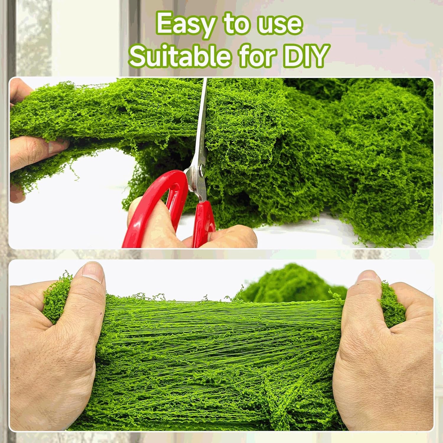 Aspamms Fake Green Moss for Potted Plants Indoor, 7oz Artificial Moss for Crafts, Faux Moss Decor for Fairy Garden, DIY Decorative, Model Making, Walls, Glass Containers, Home