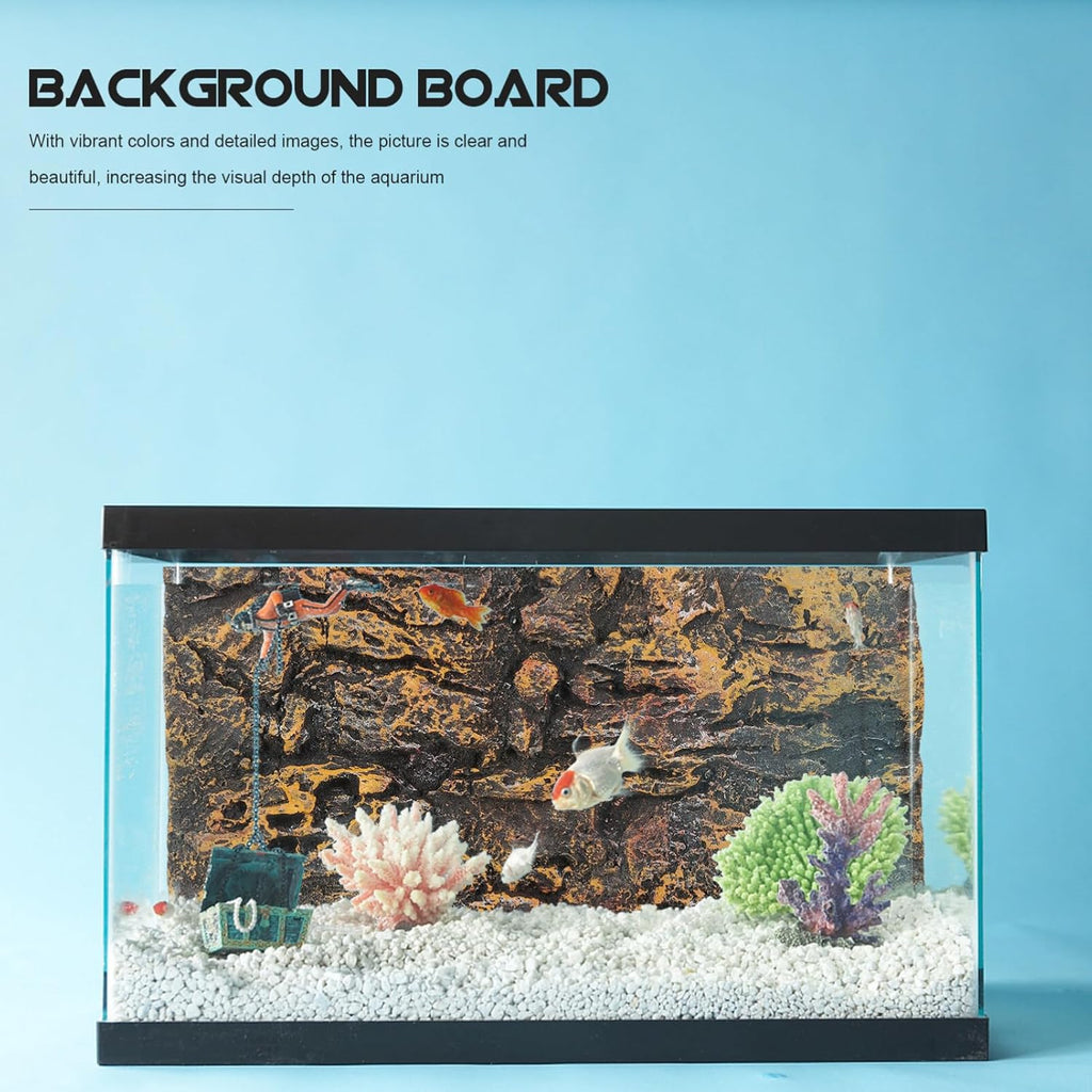 Kisangel 3D Rock Decorative Panels Aquarium Background Board for Fish Tank Turtle Tank Reptile Terrarium Habitat Decor 17.7X11.8 Inch Lightweight Natural Look