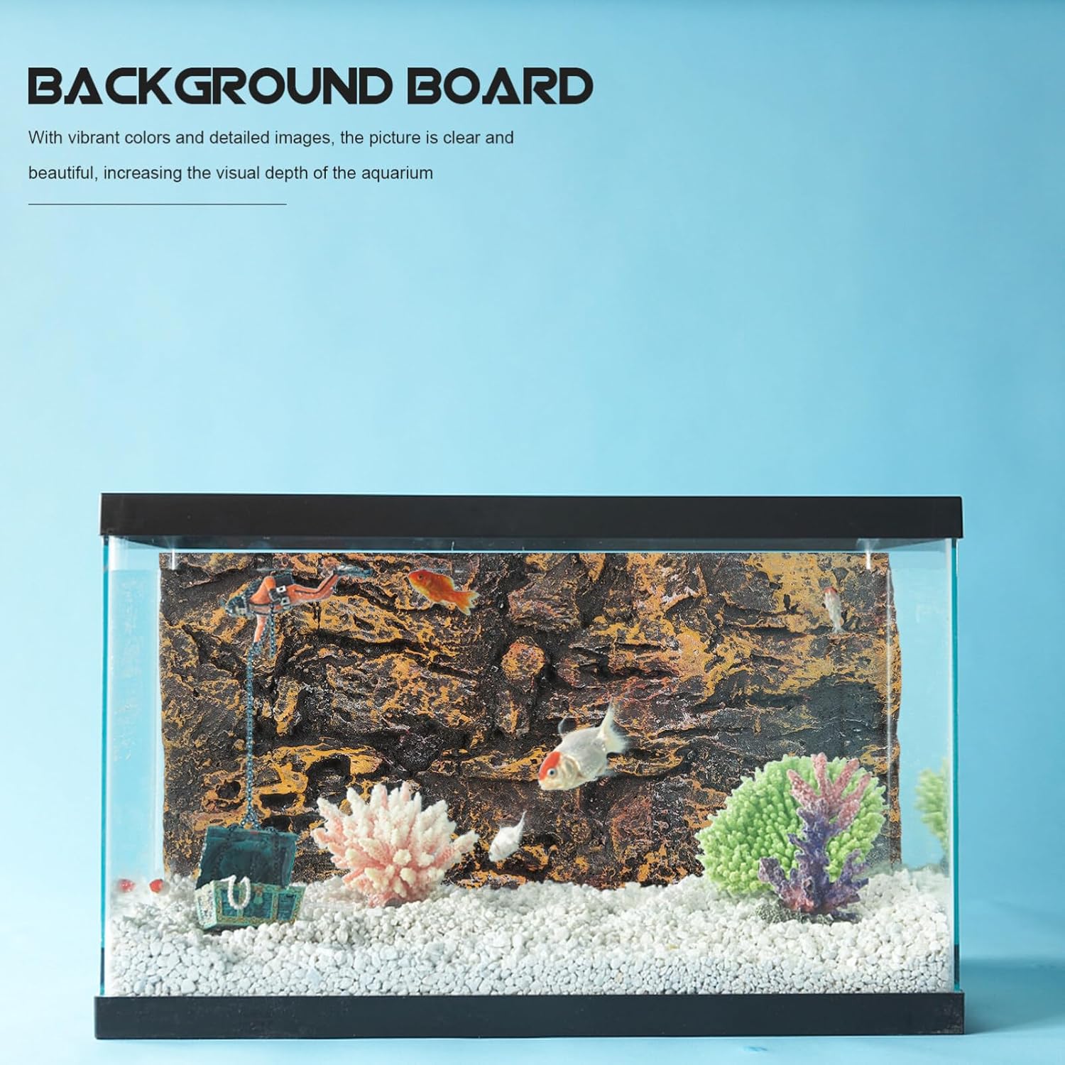 Kisangel 3D Rock Decorative Panels Aquarium Background Board for Fish Tank Turtle Tank Reptile Terrarium Habitat Decor 17.7X11.8 Inch Lightweight Natural Look