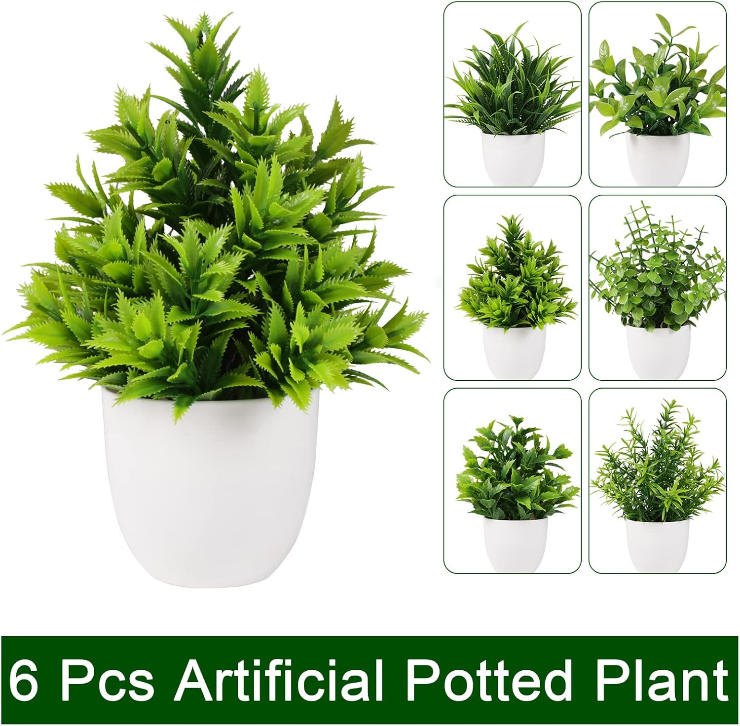Artificial Plant 6PCS Small Fake Plant Greenery Potted Plant Cute Indoor Faux Plant Houes Office Table Desk Bathroom Decor Plants