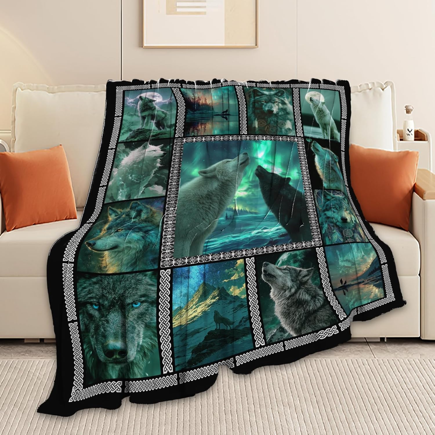 Wolf Throw Blanket Wolf Stuff Gifts for Kids Girls Boys Adults Women Men Soft Cozy Warm Plush Fluffy Fuzzy Fleece Blanket Decor 40''X50''