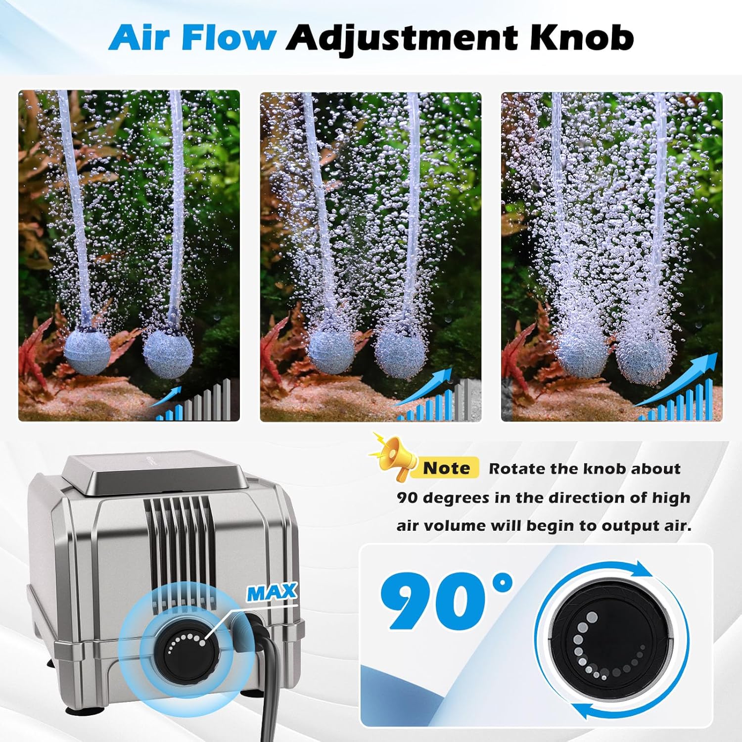 hygger 5W Aquarium Air Pump: Quiet Powerful Adjustable Fish Tank Air Pump, Dual Outlets Oxygen Aerator, Fish Tank Bubbler for Up to 150 Gallons Aquariums, for Freshwater, Saltwater, Hydroponics