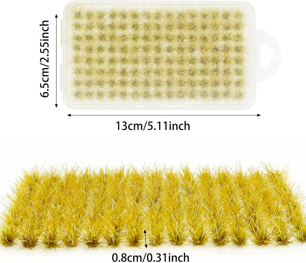 Woohome 120 PCS Bushy Tufts Static Grass Tuft Model Grass Tuft for DIY Miniature Train Landscape Terrain Railway Scenery Decorations, Yellow